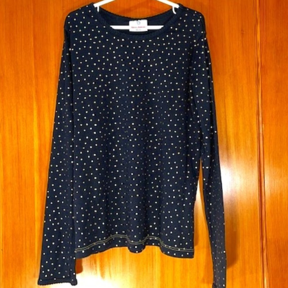 NWOT Hanna Andersson Black Long Slv w/Metallic Dot Sz 12